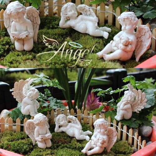 Cute Cupid Garden Statue Ornament with Stake Cute Courtyard Sculpture Decoration Gardening Outdoor Decor Accessories for Patio