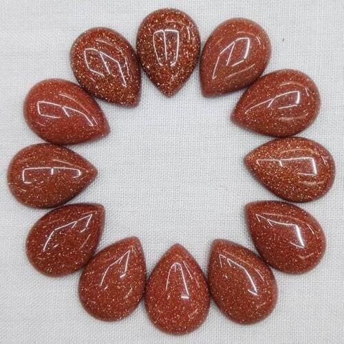 Fashion 13x18mm gold sand natural stone teardrop beads CAB CABOCHON Wholesale 50pcs for DIY jewelry accessories Free shipping