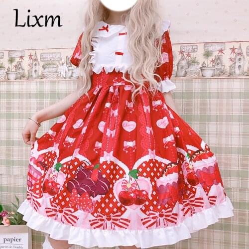 Lolita Japanese Soft Girl Sweet Light Lolita Cute Peter Pan Collar Bowknot Girl Dress Summer Tea Party Dress