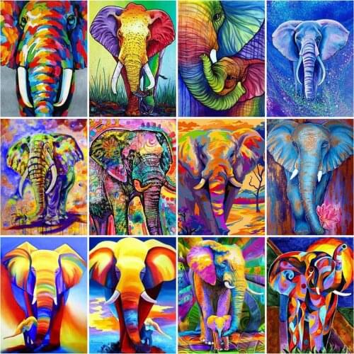 HUACAN Paint By Numbers Elephant Wall Art Unique Gift Hand Painted On Canvas Picture By Numbers Animal Childrens Room Decor