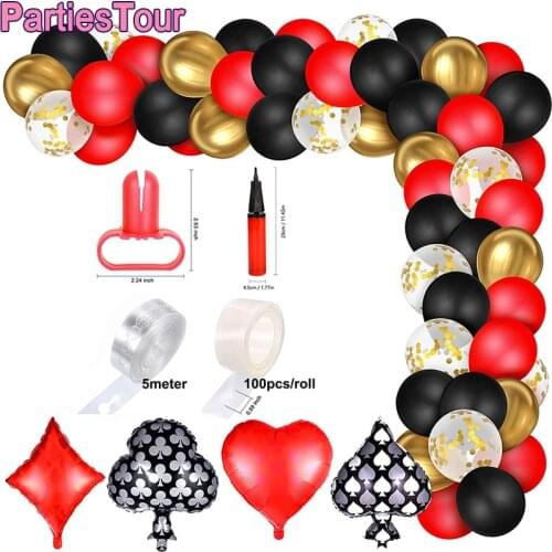 68pcs Casino Night Party Decor Set Include Poker Foil Balloon and Confetti Latex Balloon for Las Vegas Casino Theme Party Ballon