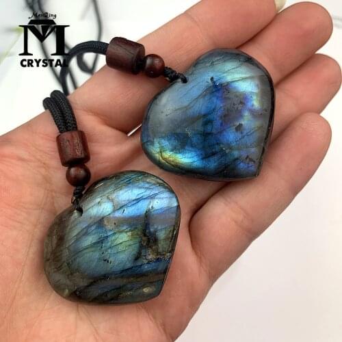 Natural Crystal Pendant Love Labradorite Stone Gemstone Moonstone Sunstone Pendant Divination Spiritual Meditation Necklace