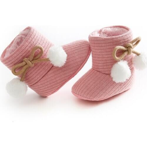 Newborn Boy Girls Baby Anti-Skid Soft Sole Plush Ankle Snow Boots Crib Shoes Toddler Winter Warm Booties Prewalker 0-18M