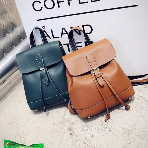 HANSOMFY New Casual School Backpack PU Leather Women Backpack For Teenager Girl Large Capacity Multifunction Backpack MX-70