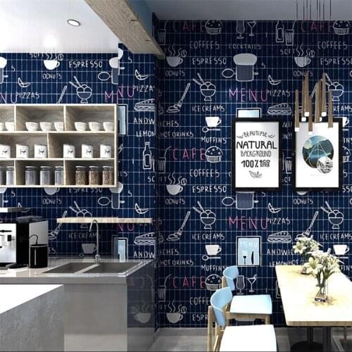 Papel de pared new Cake bread tea shop with wallpaper decoration leisure net red fresh creative simple retro nostalgic wallpaper