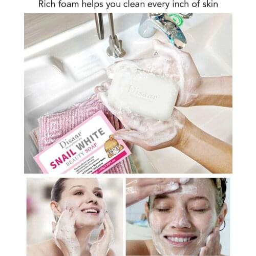 Dissar 3Pcs Snails Whitening Soap Lightening Face & Body Moistening Cleansing Soap 100g