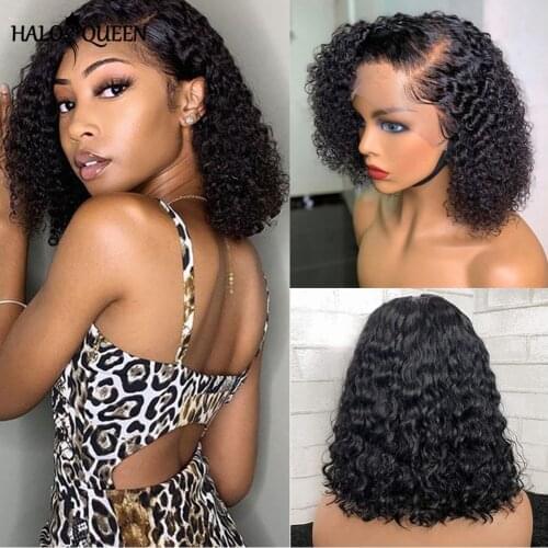 Bob Wig Human Hair T Part Bob Lace Front Wigs For Women Peruvian Curly Human Hair Wig Pre Plucked 180 Density Remy Frontal Wig