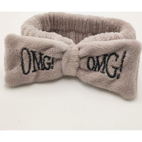 Fashion Womens Butterfly Bow Hair Band OMG Letters Wash Headband Girls Headwear Hairbands Coral Soft Hair Accessories for Girl