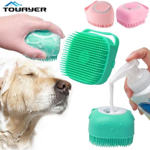 Pet Dog Shampoo Brush 2.7oz/80ml Cat Massage Comb Grooming Scrubber Brush for Bathing Short Hair Soft Silicone Rubber Brushes