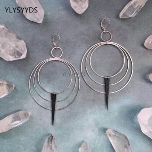 Modernist Metal Loop Earrings Drop Phase Boho Hippie Statement Summer Long Creativity Fashion Jewelry Minimalism Women Gift