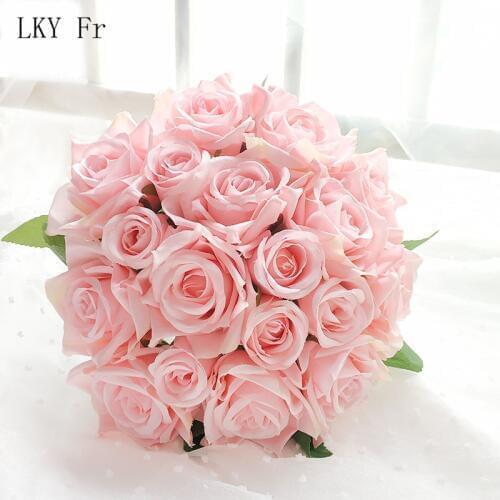 LKY Fr Wedding Bouquet Bridal Bouquet Mariage Silk Artificial Flowers Roses Wedding Bouquets for Bridesmaids Wedding Accessories