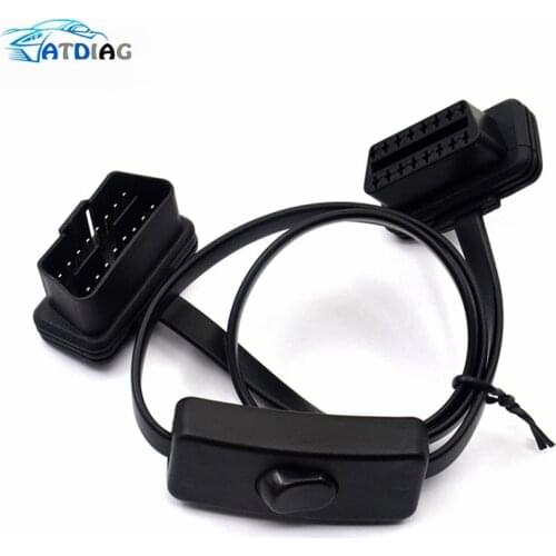 OBD2 Y Splitter with Switch 2 in 1 Extension Cable Ultra-thin Elbow Noodles Cable Diagnostic Connector Cable Car