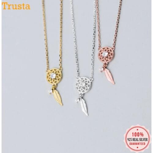 Trustdavis Women Fashion 925 Sterling Silver Hollow Flower Leaves Pendant Short Necklace For Women Lady Wedding Jewelry DS2493