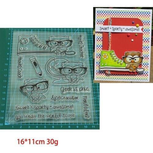 Reunion Owl Shoe Letters Clear Stamp for Scrapbooking Transparent Silicone Rubber Stamping DIY Photo Album Card Making Decor