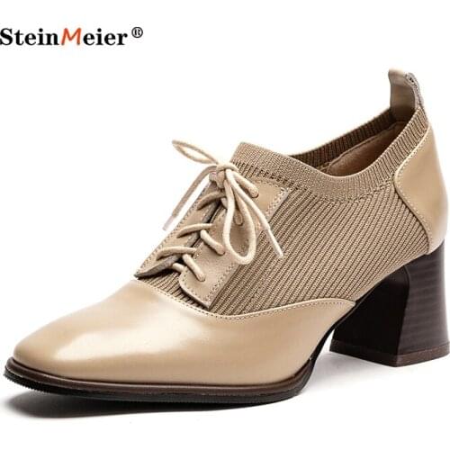 Women Thick Heels Party Wedding Shoes Woman Sqaure Toe Ladies Oxford Shoes 2021 New Ladies Office Pumps Brogues