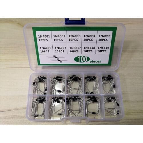 1Box 10 Value * 10pcs=100pcs diode kit IN4001/1N4002/1N4003/1N4004/1N4005/1N4006/1N4007/1N5817/1B5818/1N5819 Assorted rectifier