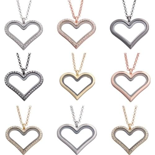 1Pc Heart Shaped Perfume Floating Locket Pendant Neckalaces Finding Handcraft Fit Glass locket Living Memories Gift Jewewlry