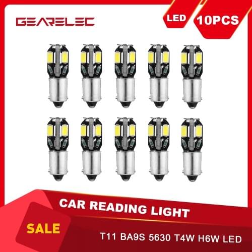 10pcs Canbus T11 Ba9s 5630 Led Reading Lights Error Free T4W h6W LED interior White Car Light 6000K 12V Car Lights License Plate