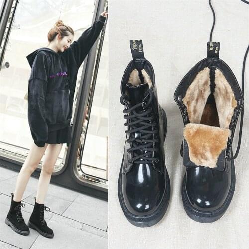 2020 Fashion Girls Ankle Flat Shoes Woman Platform Quality Leather Boots Lace up Cow Muscle Shoes Martin Boots