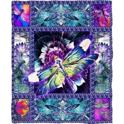 Dragonfly Psychedelic pattern funny Animal Blanket 3D full printed Wearable Blanket Adults/kids Fleece Blanket Drop Shipping 11