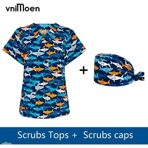 Hospital Staff Scrubs Tops Nursing Uniform for Male Female Pet Clinic Doctor Nurse workwear set V-neck Scrub uniform