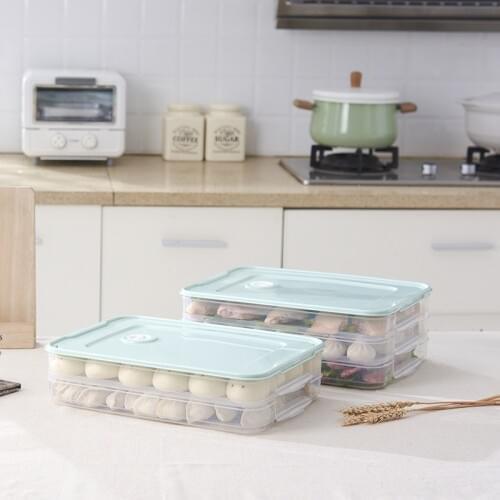 Household Refrigerator Multi-Layer Dumplings Box Multi-Layer Tray Kitchen Food Storage Container Plastic Containers with Lids