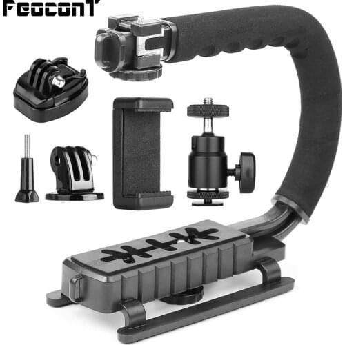 Pro Camera Stabilizer Triple Shoe Mount Video Holder Video Grip Flash Bracket Mount Adapter For Gopro Nikon DSLR SLR iPhone X 8