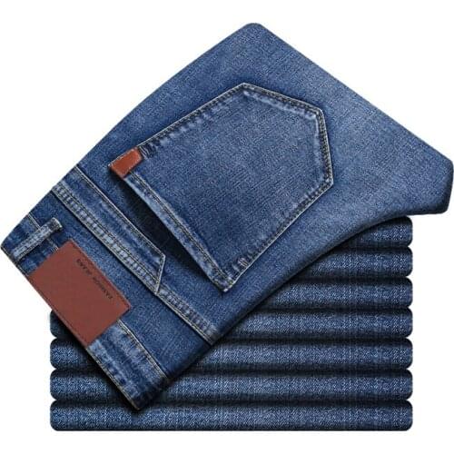 Jeans de Man Business Fashion Straight Regular Blue Stretch Denim Trousers Jeans Boyfriend Zara Classic Men Plus Size 28-40