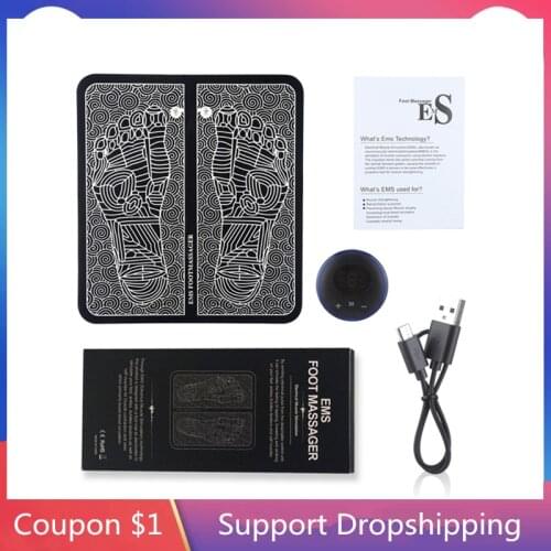 EMS Foot Massager Yoga Mat Acupressure Mat Electric Feet Massage Physiotherapy for body Muscle Stimulation Health Care Relaxatio