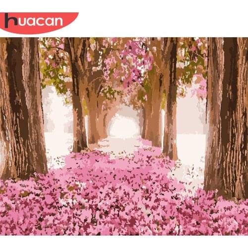 HUACAN DIY Pictures By Number Landscape Kits Home Decor Painting By Numbers Tree Drawing On Canvas HandPainted Art Gift