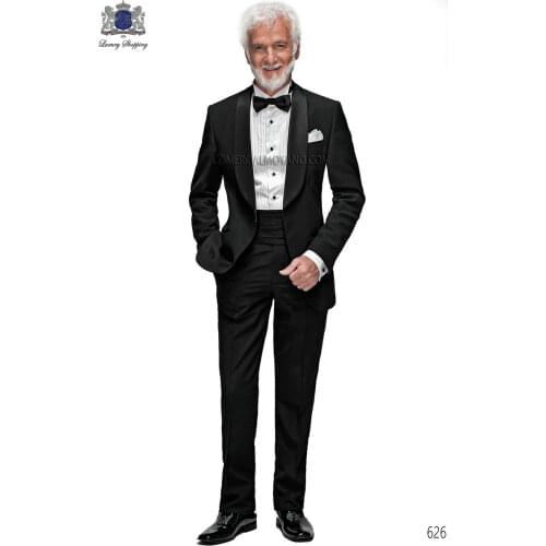 JELTONEWIN Custom Made Groomsman 2 Pieces Black Shawl Lapel Mens Party Tuxedos Wedding Groom Best Man Suits (Jacket+Pants+Bow)