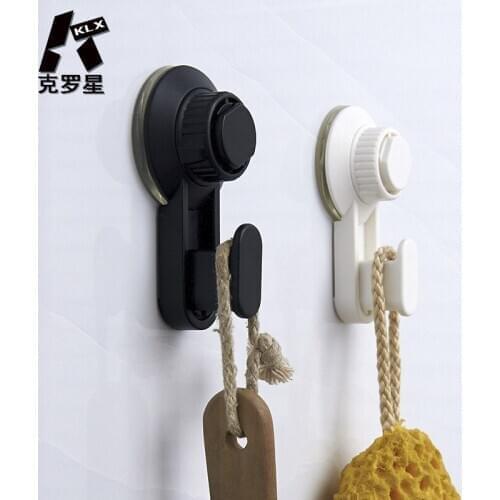 KLX Quality Vacuum Sucker hook Punch free Bathroom towel hook shelf Kitchen hanging hooks home wall storage Give magic sticker