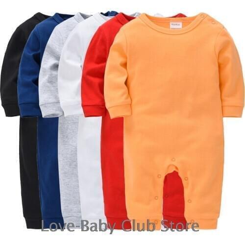 Baby Girls Boys Romper Blank Solid Color Long Sleeve 100% Cotton Infant Toddlers Newborn One-Pieces roupa de bebes Infantil