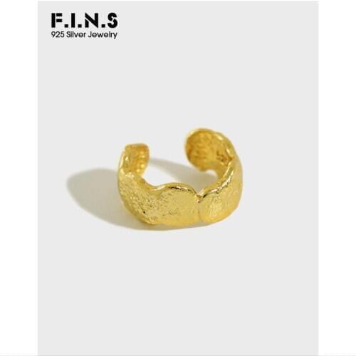 F.I.N.S 1Pc Korean S925 Sterling Silver Ear Buckle Irregular Concave Ear Cuff Silver 925 Ear Clip without Puncture Fine Jewelry