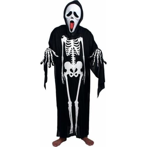 1Pcs Non-Woven Fabric Skeleton Ghost Clothing Halloween Party Acting Costume Adult and Children Scary Ghost Clothing