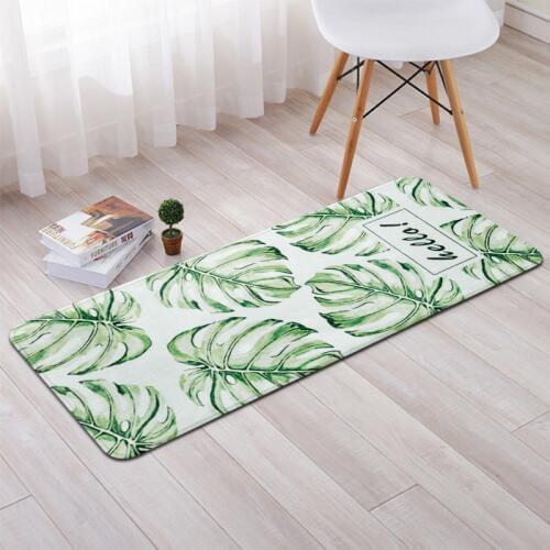 Tropical Plants Printed Home Mat Square Carpet For Living Room Bedroom Kitchen Decorative Rug Water Absorption Non-Slip Carpet