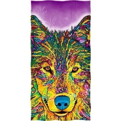Colorful Wolf Tiger Elephant Pit Bulls Kitchen Travel Beach Towels Cool Art Painting Animal Turtle Cat Dog Turtle Towel Swimming