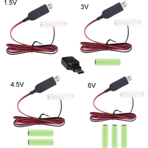 LR6 AA Battery Eliminator USB Power Supply Cable Replace 1-4pcs 1.5V AA Battery for Radio Electric Toy Clock LED Strip Wholesale