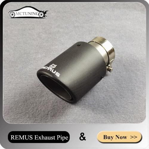 1 Piece Carbon Fiber Muffler Tip Frosted Matte Black Tailpipe Nozzles Car Accessories REMUS Stainless Steel Exhaust Pipe