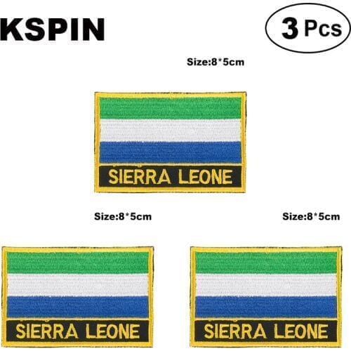 Sierra Leone Rectangular Shape Flag patches embroidered flag patches national flag patches for clothing DIY Decoration