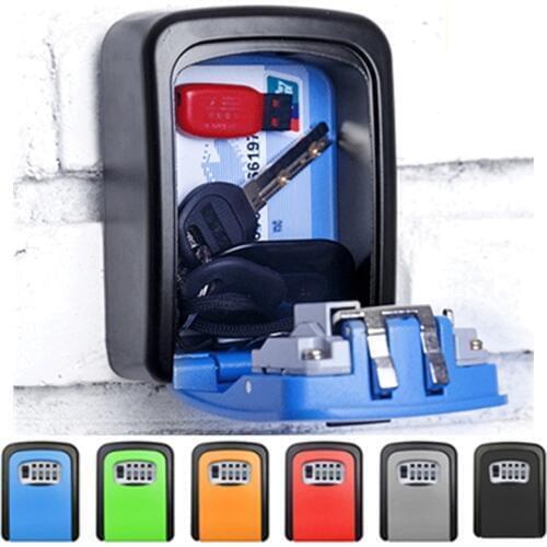 Wall Mounted Key Storage Box 4 Digit Combination Password Code Lock Safe Security Aluminum Alloy Organizer Container