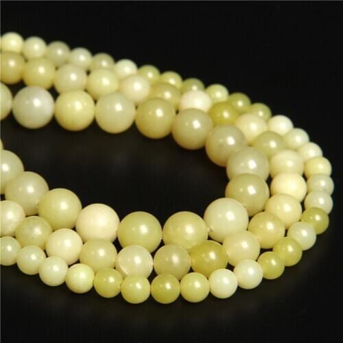 Natural Lemon Yellow Jades Beads Chalcedony Round Polished Loose Beads Handmade Bracelet Necklace For Jewelry Making 15.5"strand