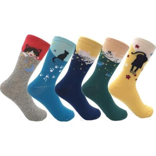 Cartoon animal cat female socks ladies mid-tube cotton socks manufacturers selling cute kawaii student socks