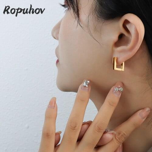 Ropuhov 2021 New 925 Silvery Needle French Small U-shaped Titanium Steel Jewelry Color-preserving Plated Indelible Earrings