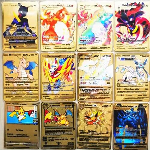 Pokemon Jogo Anime Cartao De Batalha Metal Ouro Cartao Charizard Pikachu Colecao Cartao Figura Modelo Crianca Brinquedo Presente