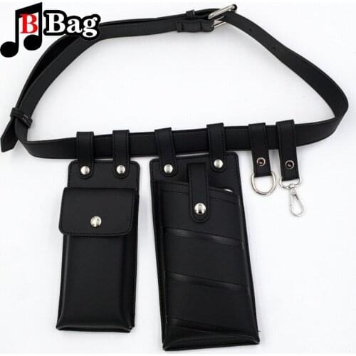 Gothic Punk Style Belt Packs Black Leather Waist Bag 2 Pockets Vintage Thigh Bags Cool female Fashion Shoulder Pouch Hip hop bag