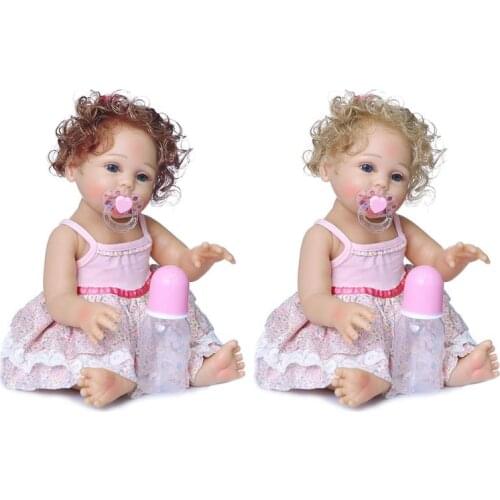 47cm Realistic Doll Full Soft Vinyl Babies Accompany Toy Curly Hair Girl Gift 97BC
