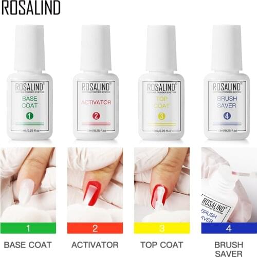 ROSALIND Dip Powder Nail Primer Base Top Coat Acrylic Nail UV Gel Polish For Manicure Healthy Quick Dry Semi Permanent Liquid