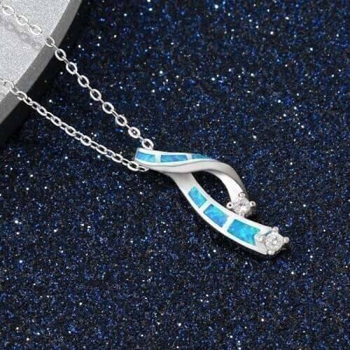 Luxury Geometric Style Necklace Sea Blue Bridal Women Necklace Party Gift