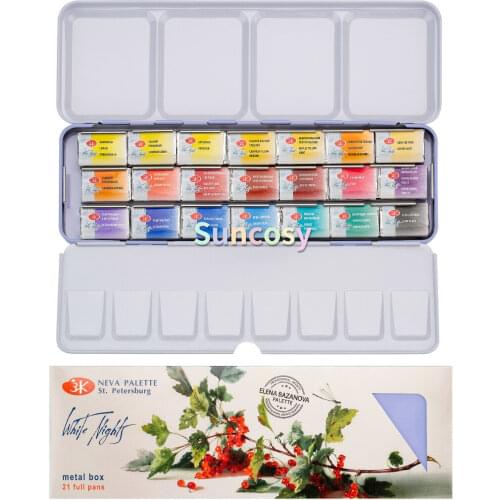 St Petersburg White Nights Watercolour - 21 Full Pans -BAZANOVA Metal Set